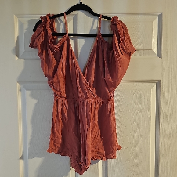 Topshop Pants - Pink  Ruffled Romper